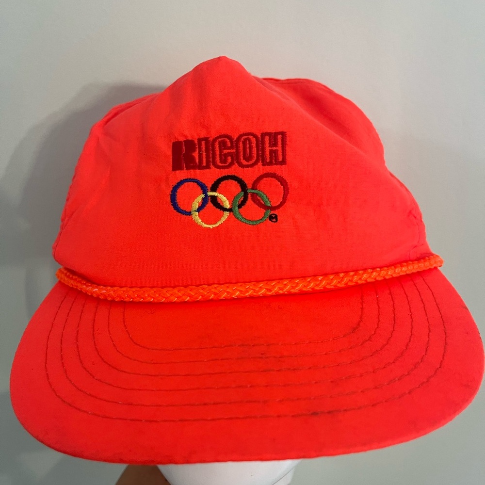 Rare vintage 1980s Olympic Games sponsorship baseball cap florescente